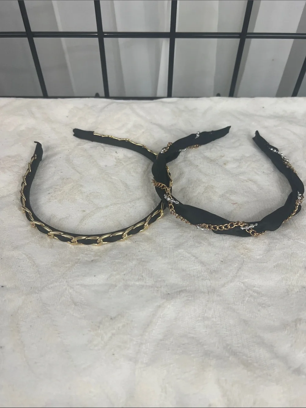 Gold/Silver Chain Black Satin ribbon- Women Accessories Headband (2)